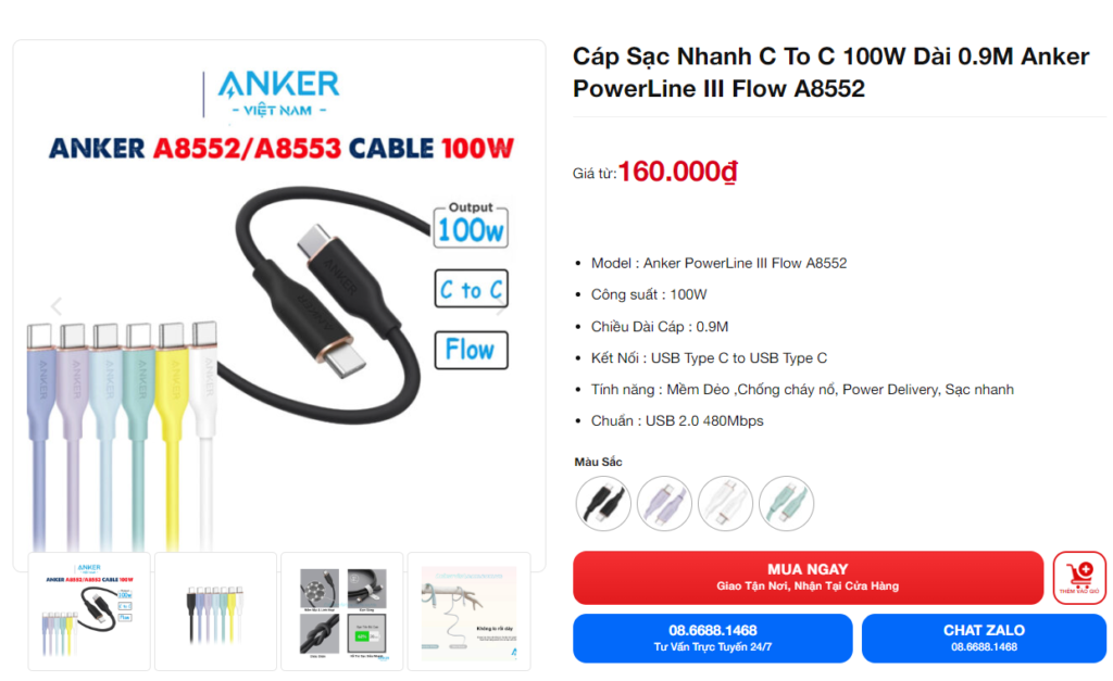 Hướng dẫn mua hàng trực tuyến 3 Đặt Mua Sản Phẩm Tại Ankervietnam.com.vn