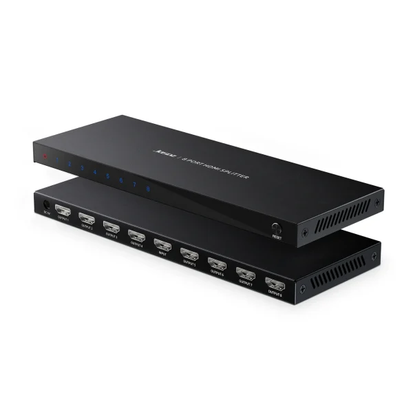 Bộ chia HDMI 1 ra 8 Jasoz T-G178 với cổng Input Output 1-8 và nút Reset