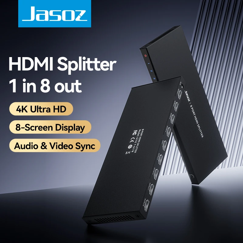 HDMI Splitter 1 in 8 out Jasoz T-G178 4K Ultra HD 8 Screen Display