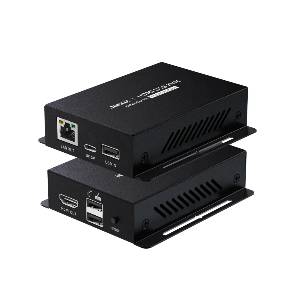Bộ kéo dài HDMI qua mạng 150M USB KVM Jasoz T-G183 với cổng LAN, USB, HDMI OUT
