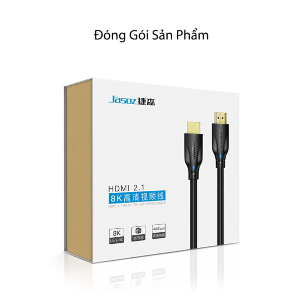 Cáp HDMI 2.1 Hỗ Trợ 8K@60Hz , 4K@120Hz, 2K@144Hz Jasoz A122 14 Đóng gói sản phẩm Cáp HDMI 2.1 Jasoz A122 (T-A235 1.5M, T-A236 2M, T-A237 3M, T-A267 5M, T-A324 10M) hỗ trợ 8K@60Hz, 4K@120Hz, HDR, eARC, Dolby Atmos