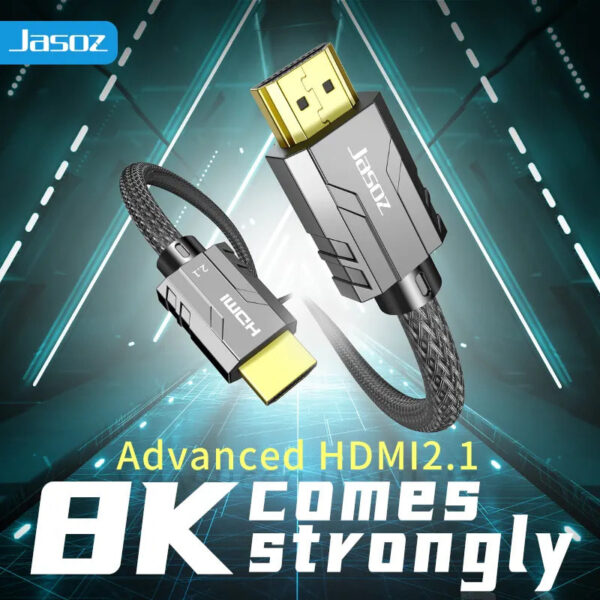 Jasoz A116 Cáp HDMI 2.1 Hỗ Trợ 8K@60Hz /4K@120Hz /2K@144Hz Đầu Cáp Mạ Vàng Vỏ Hợp Kim Kẽm 1 Cáp HDMI 2.1 Jasoz A116 cao cấp hỗ trợ 8K@60Hz, 4K@120Hz, băng thông 48Gbps, vỏ bọc dù chống nhiễu, chân mạ vàng