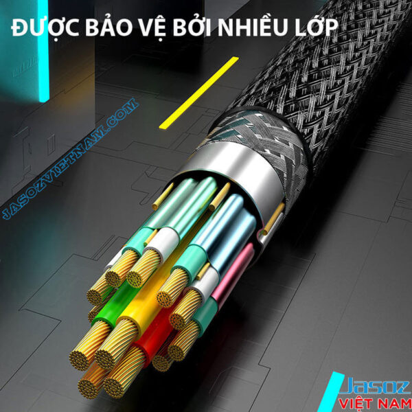 Jasoz A116 Cáp HDMI 2.1 Hỗ Trợ 8K@60Hz /4K@120Hz /2K@144Hz Đầu Cáp Mạ Vàng Vỏ Hợp Kim Kẽm 2 Cáp HDMI 2.1 Jasoz A116(T-A270, T-A212, T-A271) cấu trúc lõi đồng OFC 19+1, bảo vệ bởi nhiều lớp chống nhiễu, hỗ trợ 8K@60Hz, 4K@120Hz, băng thông 48Gbps