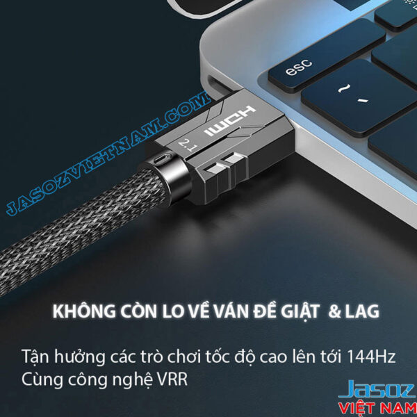 Jasoz A116 Cáp HDMI 2.1 Hỗ Trợ 8K@60Hz /4K@120Hz /2K@144Hz Đầu Cáp Mạ Vàng Vỏ Hợp Kim Kẽm 4 Cáp HDMI 2.1 Jasoz A116 (T-A270, T-A212, T-A271) hỗ trợ 144Hz, công nghệ VRR giảm giật lag khi chơi game, băng thông 48Gbps