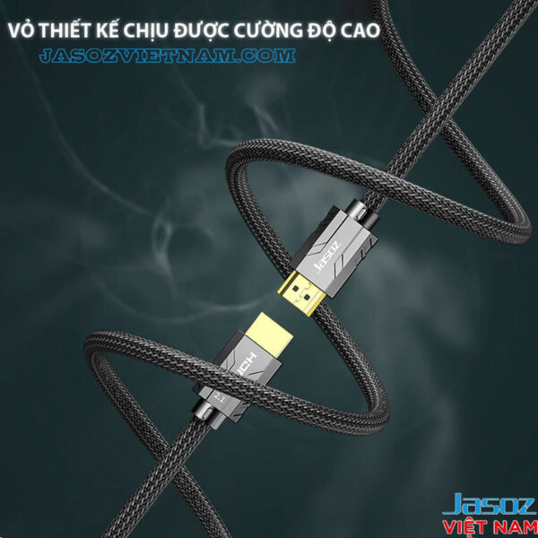 Jasoz A116 Cáp HDMI 2.1 Hỗ Trợ 8K@60Hz /4K@120Hz /2K@144Hz Đầu Cáp Mạ Vàng Vỏ Hợp Kim Kẽm 3 Cáp HDMI 2.1 Jasoz A116 (T-A270, T-A212, T-A271) vỏ bọc siêu bền, chịu lực cao, chống xoắn gãy, tăng tuổi thọ sử dụng