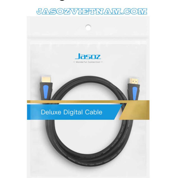 Cáp HDMI Jasoz A118 Đầu Cáp Mạ Vàng Chống Oxy Hoá Hỗ trợ 4K 15 Đóng gói sản phẩm Cáp HDMI 2.0 Jasoz A118, đầu mạ vàng, vỏ PVC