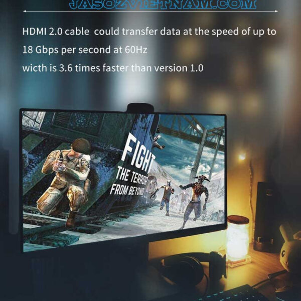 Cáp HDMI Jasoz A118 Đầu Cáp Mạ Vàng Chống Oxy Hoá Hỗ trợ 4K 9 Cáp HDMI 2.0 Jasoz A118 T-A251 T-A217 T-A218 T-A219 T-A220 T-A221 T-A222 T-A223 T-A224 T-A225 hỗ trợ chơi game 4K mượt, băng thông 18Gbps, không lag