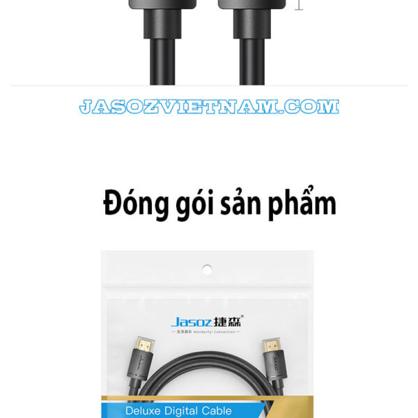 Dây HDMI Jasoz A131 T-A280 T-A282 T-A283 T-A285 T-A287 T-A288 – Đa độ dài 1.5m 3m 5m 10m 15m 20m – Đóng gói sản phẩm, chuẩn HDMI 2.0, hỗ trợ 4K@60Hz