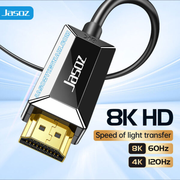 Cáp HDMI 2.1 sợi quang Jasoz A133 – hỗ trợ 8K 60Hz, 4K 120Hz HDR eARC, dùng cho Jasoz T-A306 đến T-A319, dài 5m đến 100m