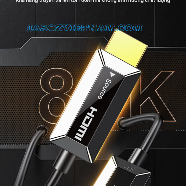 Cáp HDMI 2.1 sợi quang Jasoz A133 lõi OM3 truyền xa 100m không suy hao