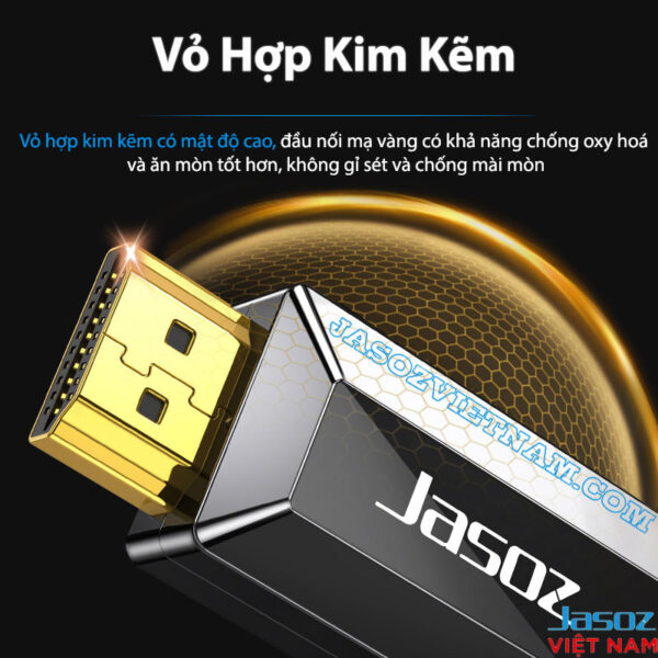 Vỏ hợp kim kẽm cáp HDMI 2.1 Jasoz A133, đầu nối mạ vàng chống oxy hóa và mài mòn