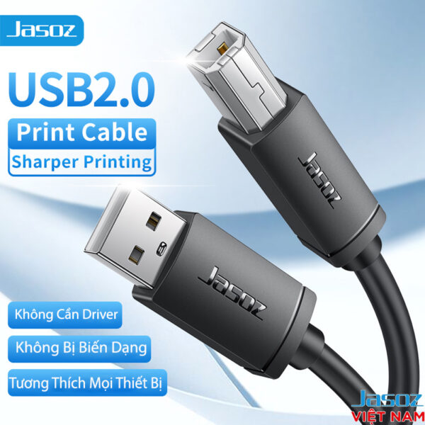 Cáp máy in USB 2.0 Jasoz D105 AM-BM tốc độ 480Mbps, không cần driver, in sắc nét