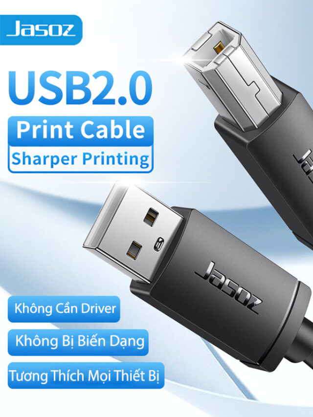 Jasoz D105 Cáp Máy In Chuẩn USB 2.0 AM – BM Đầu Cáp Mạ Nikel Chống Nhiễu