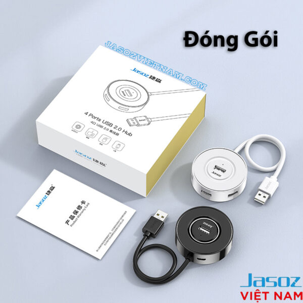 Bộ chia USB 2.0 Jasoz F101 đóng gói – Hub 4 cổng USB tốc độ 480Mbps (SKU T-F101/T-F104/T-F138/T-F139/T-F124/T-F125)