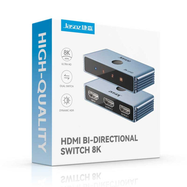 Bộ Chuyển Đổi HDMI 2 Chiều 1 Ra 2 Và 2 Vào 1 Hỗ Trợ 8K@60Hz Jasoz T-G175 1 Hộp bộ chuyển đổi HDMI 2 chiều Jasoz T-G175 G149 hỗ trợ 8K 60Hz chuẩn HDMI 2.1