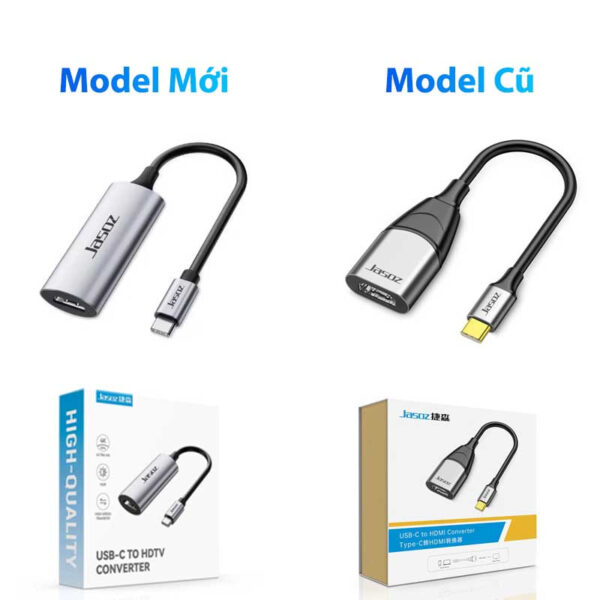 Bộ Chuyển Đổi USB-C Sang HDMI Hỗ Trợ 4K@60Hz Vỏ Hợp Kim Nhôm Jasoz T-H103 1 So Sánh Bộ Chuyển Đổi USB-C Sang HDMI Jasoz T-H103 Model Mới và Model Cũ Chính Hãng