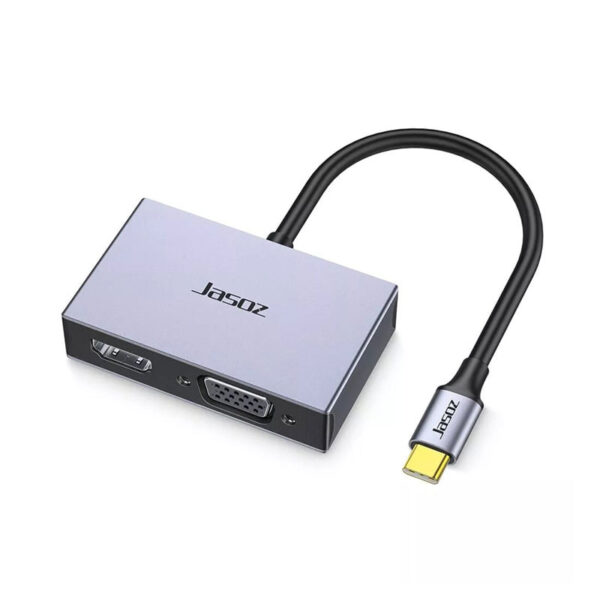 Bộ Chuyển USB-C 4 Trong 1 Hỗ Trợ HDMI + VGA + USB 3.0+ PD 100W Jasoz T-H107 1 Bộ Chuyển USB-C 4 Trong 1 Jasoz T-H107 – HDMI + VGA + USB 3.0 + Sạc PD 100W
