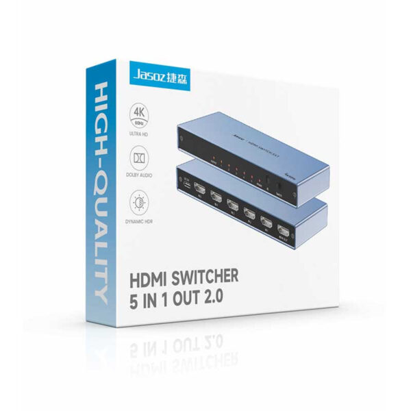 Hộp sản phẩm bộ gộp HDMI 5 vào 1 hỗ trợ 4K Jasoz T-G180