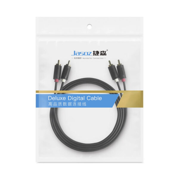 Cáp AV RCA 2 đầu hoa sen mạ vàng Jasoz C105 – Bao bì đóng gói chính hãng Deluxe Digital Cable – SKU T-C150 1.5M, T-C151 2M, T-C152 3M, T-C153 5M