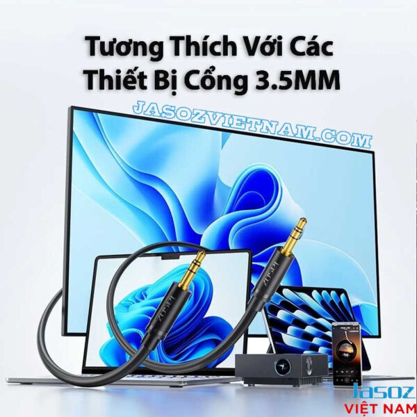 Cáp Audio 3.5mm Jasoz C103 - Tương thích laptop, PC, TV, loa, điện thoại qua cổng AUX 3.5mm - SKU T-C127, T-C130, T-C131, T-C133, T-C135