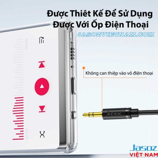 Cáp Audio 3.5mm Jasoz C103 - Đầu cắm mạ vàng thiết kế vừa vặn, sử dụng được với ốp điện thoại - SKU T-C127, T-C130, T-C131, T-C133, T-C135