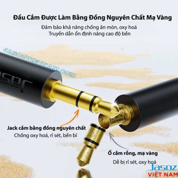Cáp Audio 3.5mm Jasoz C103 - Đầu cắm đồng nguyên chất mạ vàng, chống oxy hóa, chống rỉ sét, bền bỉ - SKU T-C127, T-C130, T-C131, T-C133, T-C135