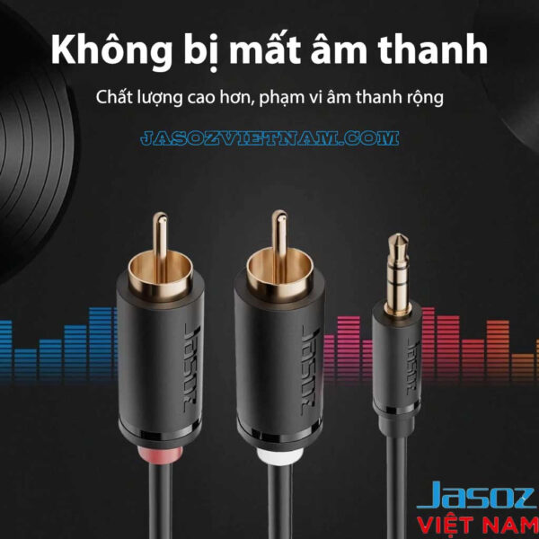 Cáp chuyển Audio 3.5mm sang 2 RCA Jasoz C104 - Không bị mất âm thanh - Jack mạ vàng, lõi đồng 28AWG OD 3.8mm - SKU T-C139 1.5M, T-C141 3M, T-C142 5M, T-C144 10M, T-C146 20M