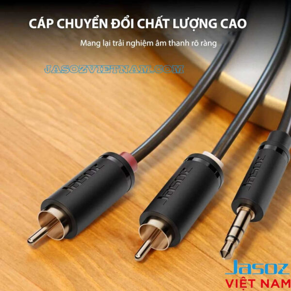 Cáp chuyển Audio 3.5mm sang 2 RCA Jasoz C104 - Cáp chuyển đổi chất lượng cao, âm thanh rõ ràng - Jack mạ vàng, lõi đồng 28AWG OD 3.8mm - SKU T-C139 1.5M, T-C141 3M, T-C142 5M, T-C144 10M, T-C146 20M