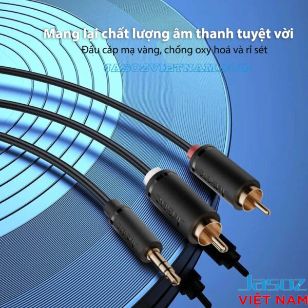 Cáp chuyển Audio 3.5mm sang 2 RCA Jasoz C104 - Mang lại chất lượng âm thanh tuyệt vời - Đầu cắm mạ vàng chống oxy hóa, dây 28AWG OD 3.8mm - SKU T-C139 1.5M, T-C141 3M, T-C142 5M, T-C144 10M, T-C146 20M