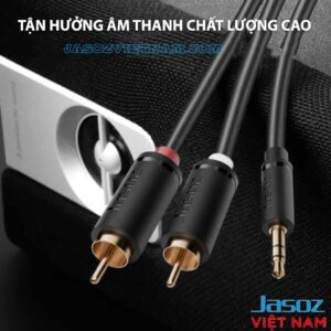 Cáp chuyển Audio 3.5mm sang 2 RCA Jasoz C104 - Tận hưởng âm thanh chất lượng cao - Jack mạ vàng, lõi đồng 28AWG OD 3.8mm - SKU T-C139 1.5M, T-C141 3M, T-C142 5M, T-C144 10M, T-C146 20M