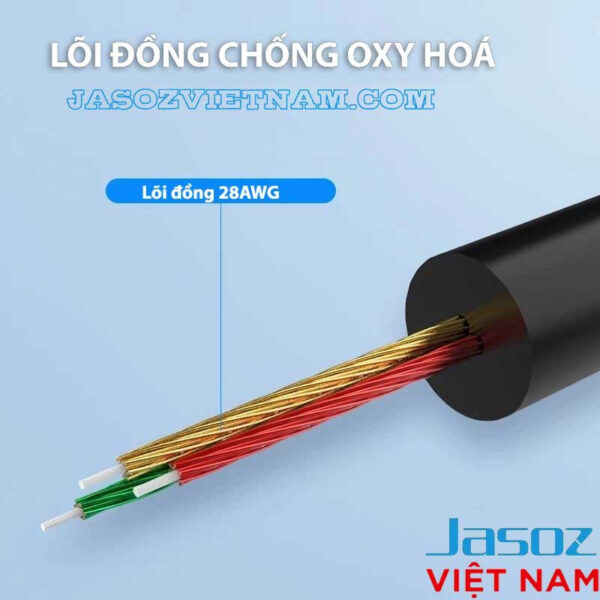Cáp chuyển Audio 3.5mm sang 2 RCA Jasoz C104 - Lõi đồng 28AWG chống oxy hoá, truyền dẫn ổn định - SKU T-C139, T-C141, T-C142, T-C144, T-C146