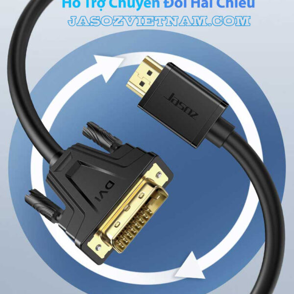 Cáp Chuyển HDMI Sang DVI Hỗ Trợ 2 Chiều Jasoz A106 ( Dài 1.5M ) 2 Cáp HDMI To DVI và DVI Sang HDMI 2 Chiều Jasoz A106