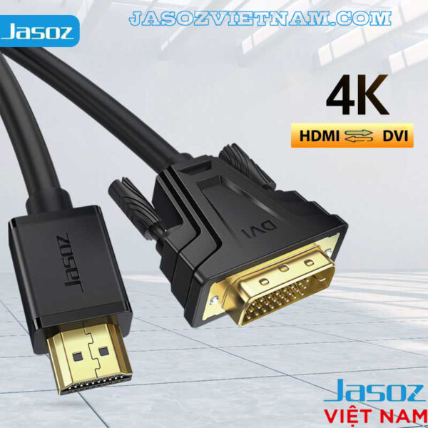 Cáp Chuyển HDMI Sang DVI Hỗ Trợ 2 Chiều Jasoz A106 ( Dài 1.5M ) 1 Cáp HDMI To DVI và DVI Sang HDMI 2 Chiều Jasoz A106