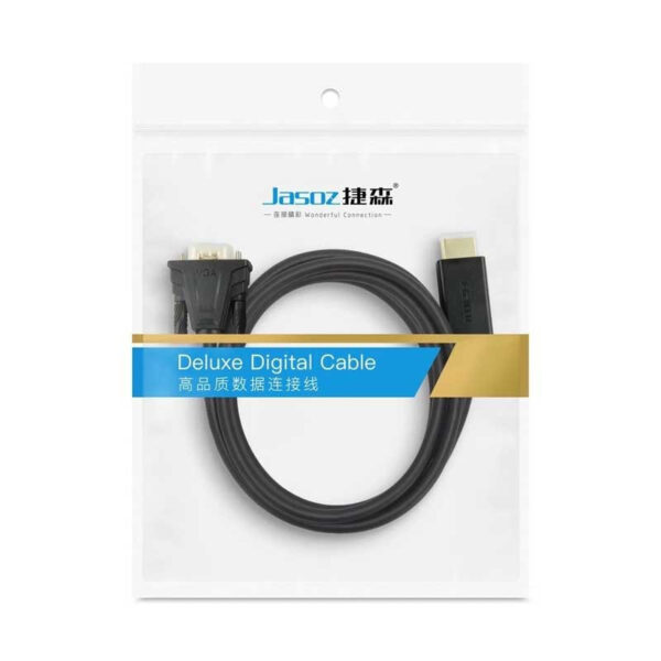 Cáp Chuyển HDMI Sang VGA Male To Male Đầu Cáp Mạ Vàng Jasoz G116 8 Bao bì cáp HDMI to VGA Jasoz G116 chính hãng, đóng túi PE, hỗ trợ Full HD 1080p