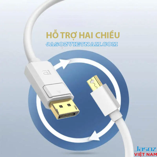 Jasoz A124 – Cáp Mini DisplayPort sang DisplayPort hỗ trợ hai chiều, truyền tải 4K@60Hz và 2K@144Hz, tín hiệu ổn định