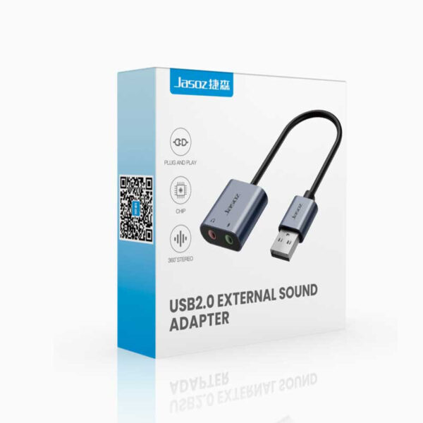 Cáp Chuyển USB Sound Loa + Mic Vỏ Nhôm Jasoz T-G169 1 Hộp sản phẩm Cáp USB Sound Card Jasoz T-G169 vỏ nhôm, chuyển đổi loa và mic