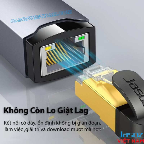 Cáp USB to LAN Gigabit Jasoz T-F112 cổng RJ45 kết nối ổn định không giật lag
