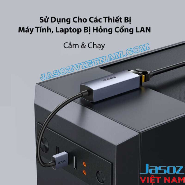 Cáp USB sang LAN Jasoz T-F112 thay thế cổng mạng bị hỏng cho máy tính, laptop