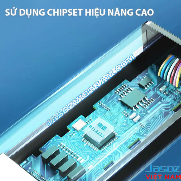Chipset Realtek RTL8153 trong cáp USB-C to LAN Jasoz T-F114 hỗ trợ Gigabit 1Gbps