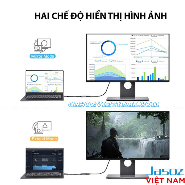 Cáp Displayport To HDMI Hỗ Trợ Full HD Jasoz T-G105 4 Cáp Displayport to HDMI Jasoz T-G105 hỗ trợ Mirror Mode và Extend Mode