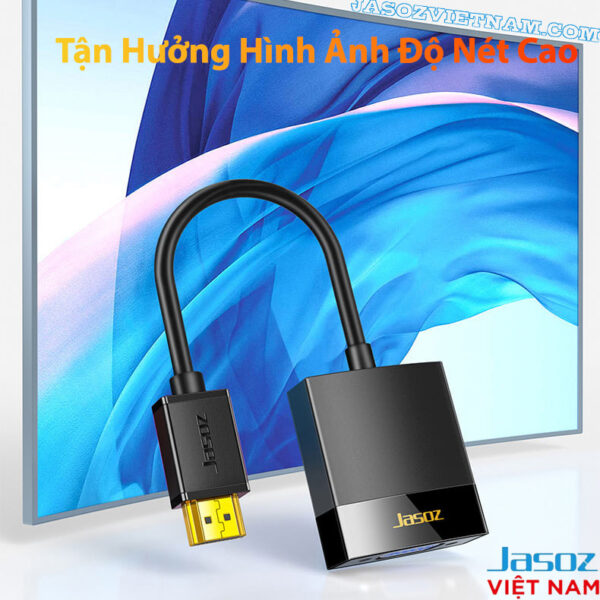 Cáp HDMI To VGA Jasoz T-G102 ( Không Kèm Audio ) 8 Cáp HDMI sang VGA Jasoz hỗ trợ Full HD 1080p hình ảnh sắc nét
