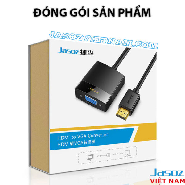 Cáp HDMI To VGA Jasoz T-G102 ( Không Kèm Audio ) 13 Hộp đóng gói sản phẩm cáp HDMI sang VGA Jasoz chính hãng
