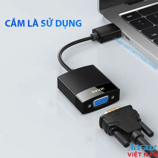 Cáp HDMI To VGA Jasoz T-G102 ( Không Kèm Audio ) 2 Cáp HDMI sang VGA Jasoz Plug and Play, cắm là sử dụng ngay