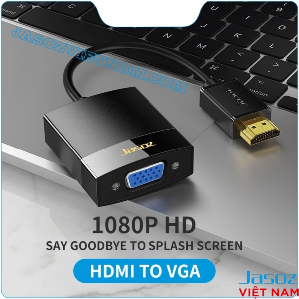 Cáp HDMI To VGA Jasoz T-G102 ( Không Kèm Audio ) 1 Cáp HDMI sang VGA Jasoz hỗ trợ Full HD 1080p chipset AG6202