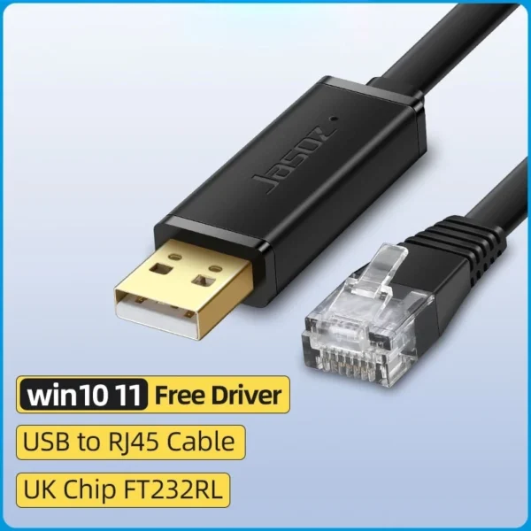 Cáp lập trình Console USB to RJ45 Jasoz T-D163, chip FT232RL, hỗ trợ Windows 10/11 không cần driver