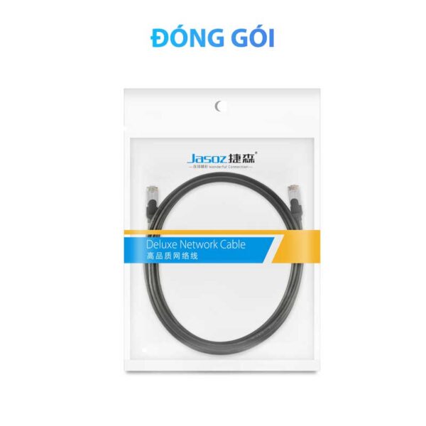Cáp Mạng Bấm Sẵn 2 Đầu CAT6 FTP Đầu Kết Nối Mạ Vàng Bọc Nhôm Jasoz E105 8 Đóng gói cáp mạng CAT6 FTP Jasoz E105 bấm sẵn chống nhiễu – SKU T-E139 0.5M, T-E140 1M, T-E141 1.5M, T-E142 2M, T-E143 3M, T-E144 5M, T-E145 10M, T-E146 15M, T-E147 20M