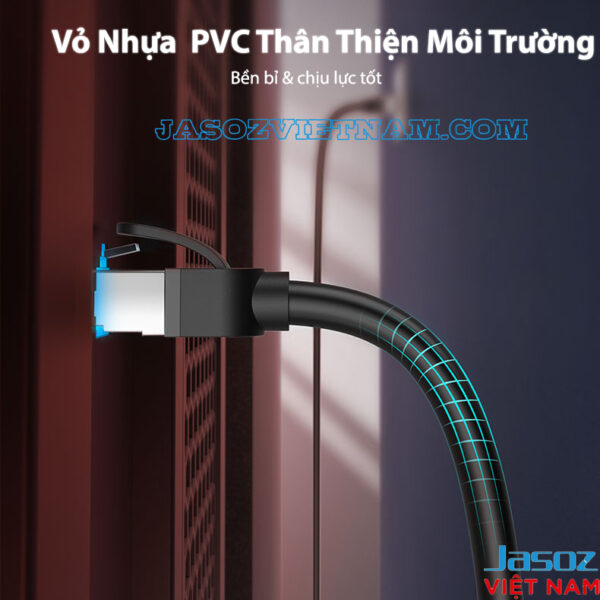 Cáp Mạng CAT7 FTP Đúc Sẵn 2 Đầu Mạ Vàng Bọc Nhôm Jasoz E106 4 Vỏ nhựa PVC bền bỉ thân thiện môi trường – cáp mạng CAT6 FTP Jasoz E105, các SKU T-E139 0.5M, T-E140 1M, T-E141 1.5M, T-E142 2M, T-E143 3M, T-E144 5M, T-E145 10M, T-E146 15M, T-E147 20M