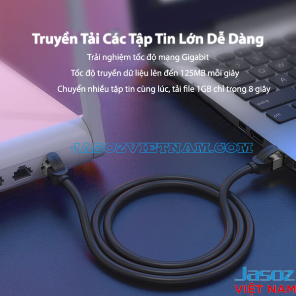 Cáp Mạng CAT7 FTP Đúc Sẵn 2 Đầu Mạ Vàng Bọc Nhôm Jasoz E106 2 Cáp mạng CAT6 FTP Jasoz E105 đầu bọc nhôm mạ vàng, truyền tải tập tin lớn dễ dàng, tốc độ Gigabit 1000Mbps – SKU T-E139 0.5M đến T-E147 20M