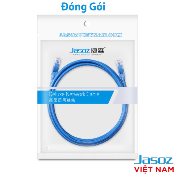 Cáp Mạng CAT 6 Bấm Sẵn 2 Đầu Jasoz E102 9 Cáp mạng Cat 6 Jasoz E102 đóng gói tiêu chuẩn, dây xanh, đầu RJ45 mạ vàng, tốc độ 1000Mbps. SKU: T-E112 0.5M, T-E113 1M, T-E114 1.5M, T-E115 2M, T-E116 3M, T-E117 5M, T-E118 10M, T-E119 15M, T-E120 20M, T-E272 25M, T-E273 30M.