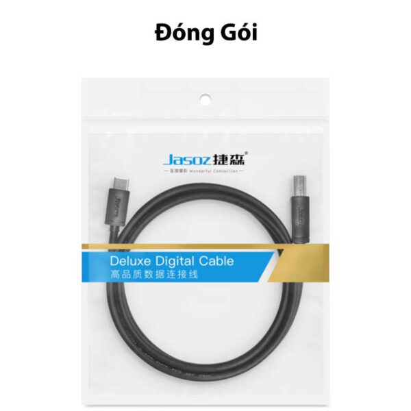 Cáp Máy In Type C To USB-B Đầu Cáp Mạ Nickel Jasoz D121 5 Đóng gói cáp máy in USB-C to USB-B Jasoz D121 - Bao bì túi nhựa, SKU T-D210 0.5M đến T-D214 3M